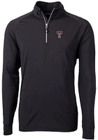 Cutter and Buck Texas Tech Red Raiders Mens Black Logo Adapt Eco Knit Long Sleeve Qtr Zip Pullover