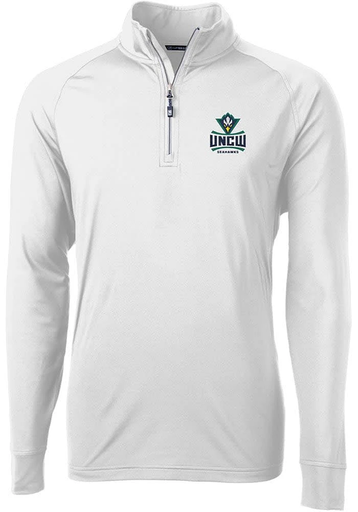 Cutter and Buck UNCW Seahawks Mens Adapt Eco Knit Long Sleeve Qtr Zip Pullover