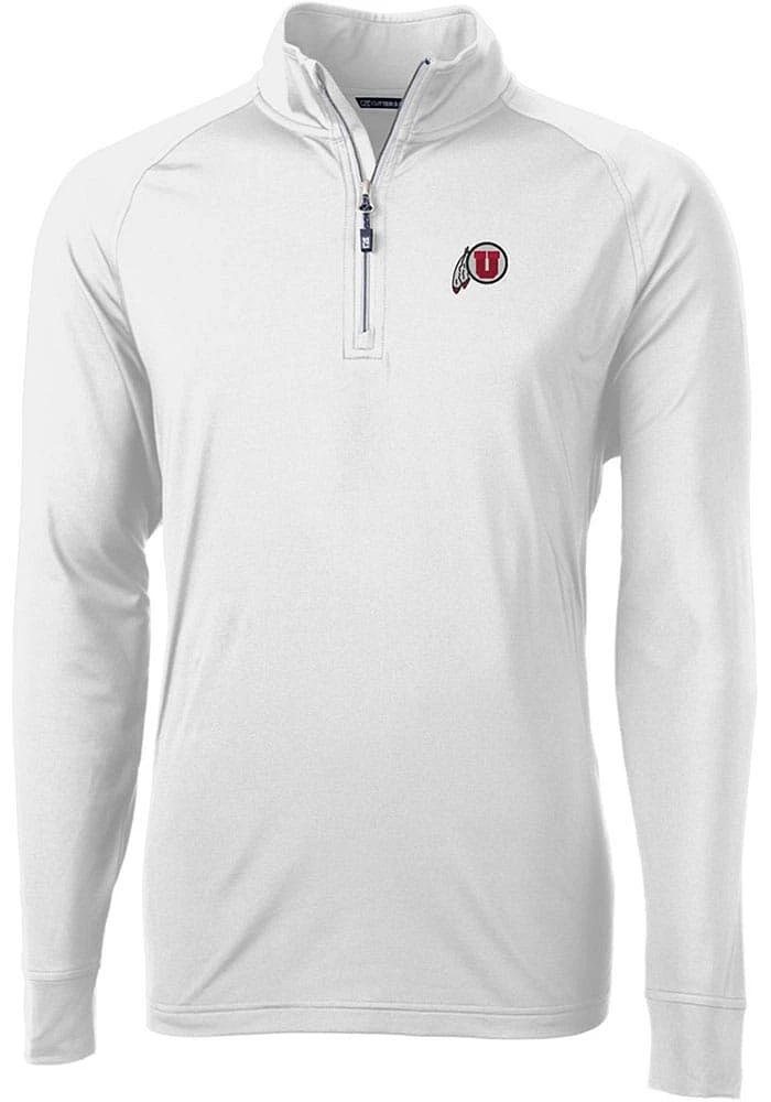 Cutter and Buck Utah Utes Mens Adapt Eco Knit Long Sleeve Qtr Zip Pullover