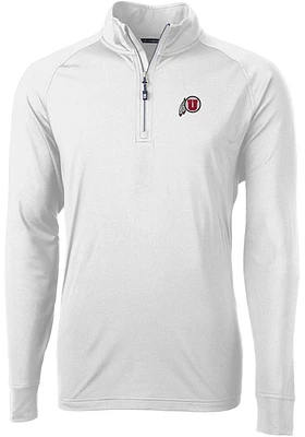 Cutter and Buck Utah Utes Mens Adapt Eco Knit Long Sleeve Qtr Zip Pullover