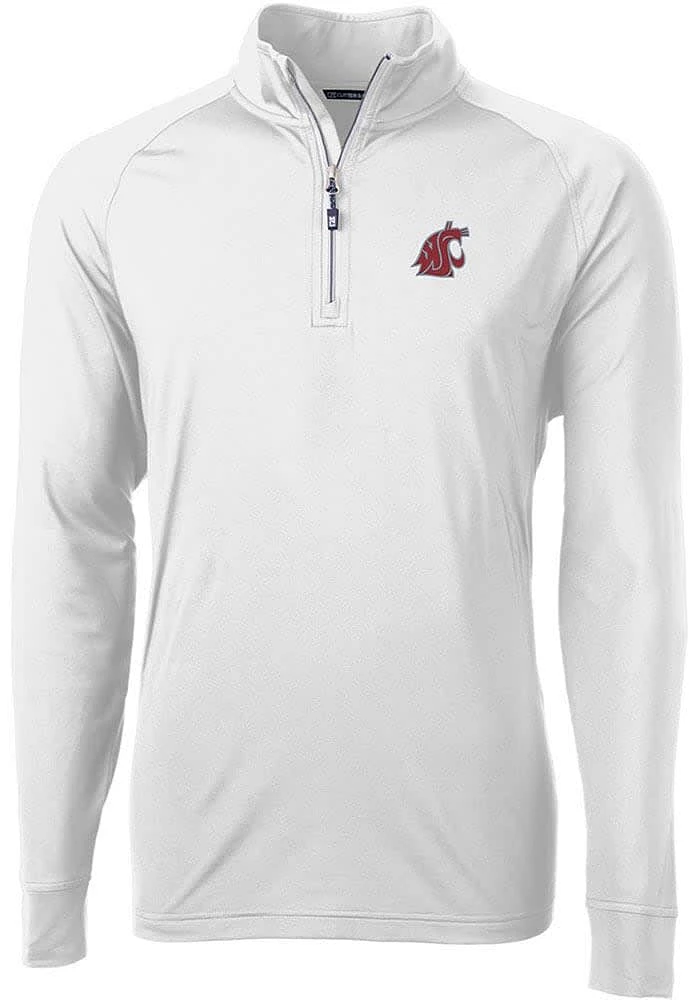 Cutter and Buck Washington State Cougars Mens Adapt Eco Knit Long Sleeve Qtr Zip Pullover