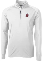 Cutter and Buck Washington State Cougars Mens Adapt Eco Knit Long Sleeve Qtr Zip Pullover