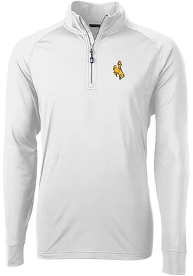 Cutter and Buck Wyoming Cowboys Mens Adapt Eco Knit Long Sleeve Qtr Zip Pullover