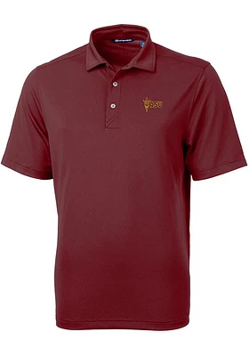 Cutter and Buck Arizona State Sun Devils Mens Maroon Virtue Eco Pique Short Sleeve Polo