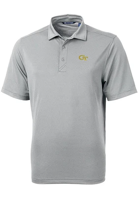 Cutter and Buck GA Tech Yellow Jackets Mens Virtue Eco Pique Short Sleeve Polo