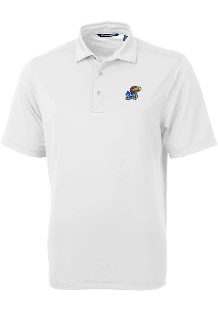 Cutter and Buck Kansas Jayhawks Mens Virtue Eco Pique Short Sleeve Polo