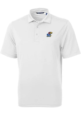 Cutter and Buck Kansas Jayhawks Mens Virtue Eco Pique Short Sleeve Polo