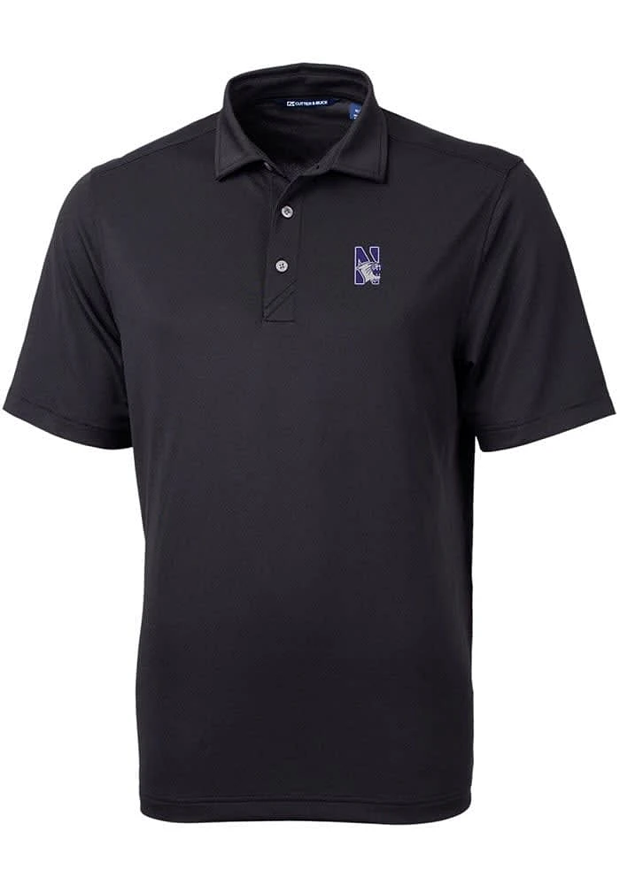 Mens Northwestern Wildcats Cutter and Buck Virtue Eco Pique Short Sleeve Polo Shirt