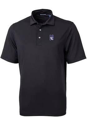 Mens Northwestern Wildcats Cutter and Buck Virtue Eco Pique Short Sleeve Polo Shirt