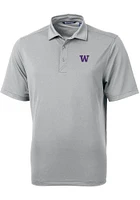 Cutter and Buck Washington Huskies Mens Grey Virtue Eco Pique Short Sleeve Polo