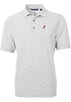 Cutter and Buck Alabama Crimson Tide Mens Grey Virtue Eco Pique Botanical Short Sleeve Polo