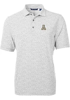 Cutter and Buck Appalachian State Mountaineers Mens Grey Virtue Eco Pique Botanical Short Sleeve P..