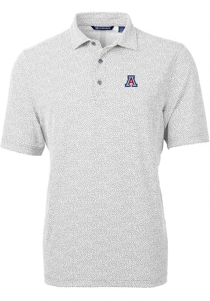 Cutter and Buck Arizona Wildcats Mens Grey Virtue Eco Pique Botanical Short Sleeve Polo