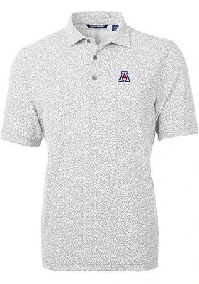 Cutter and Buck Arizona Wildcats Mens Grey Virtue Eco Pique Botanical Short Sleeve Polo