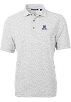 Cutter and Buck Arizona Wildcats Mens Grey Virtue Eco Pique Botanical Short Sleeve Polo