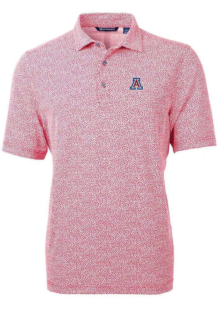 Cutter and Buck Arizona Wildcats Mens Red Virtue Eco Pique Botanical Short Sleeve Polo