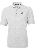 Cutter and Buck Arkansas Razorbacks Mens Grey Virtue Eco Pique Botanical Short Sleeve Polo