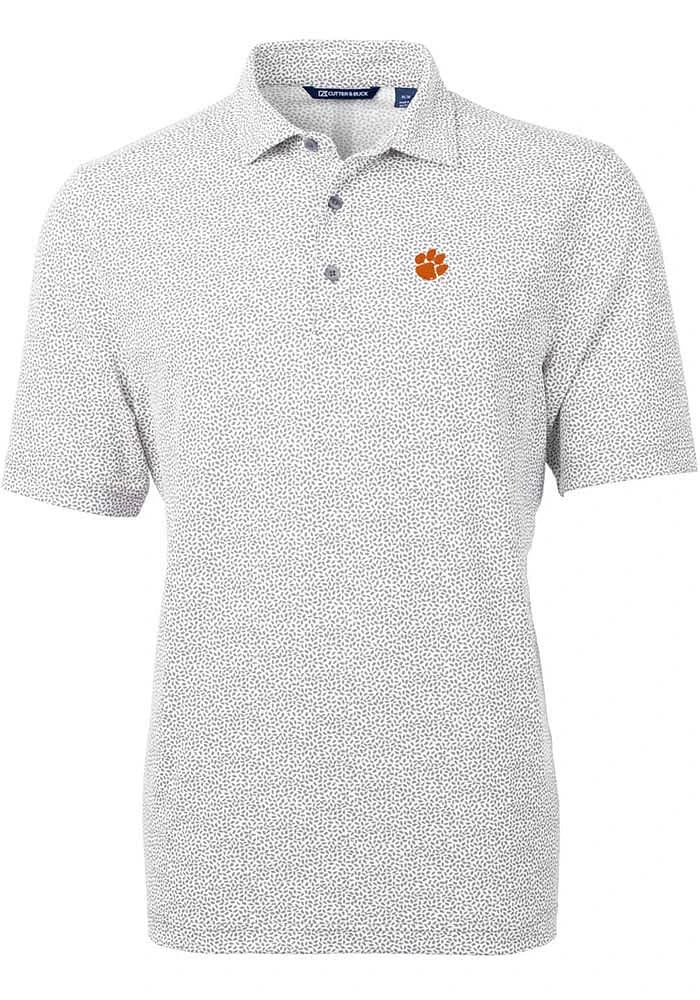 Cutter and Buck Clemson Tigers Mens Virtue Eco Pique Botanical Short Sleeve Polo