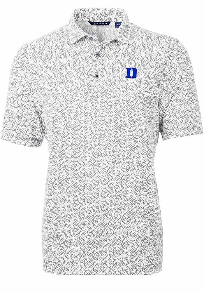 Cutter and Buck Duke Blue Devils Mens Virtue Eco Pique Botanical Short Sleeve Polo