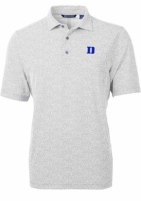 Cutter and Buck Duke Blue Devils Mens Virtue Eco Pique Botanical Short Sleeve Polo