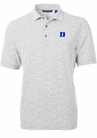 Cutter and Buck Duke Blue Devils Mens Virtue Eco Pique Botanical Short Sleeve Polo