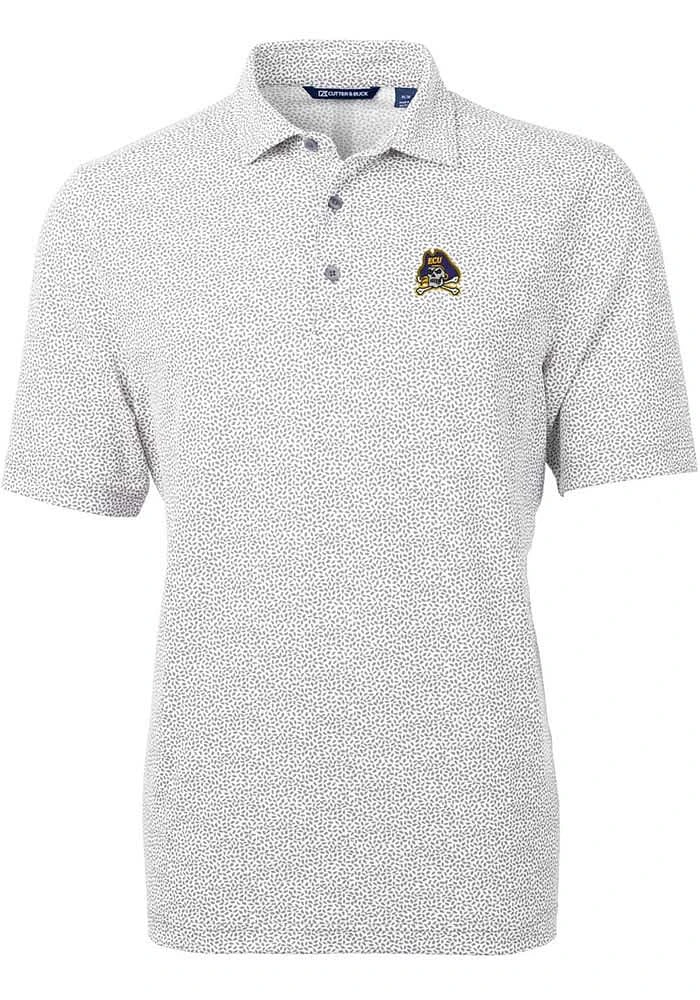 Cutter and Buck East Carolina Pirates Mens Virtue Eco Pique Botanical Short Sleeve Polo