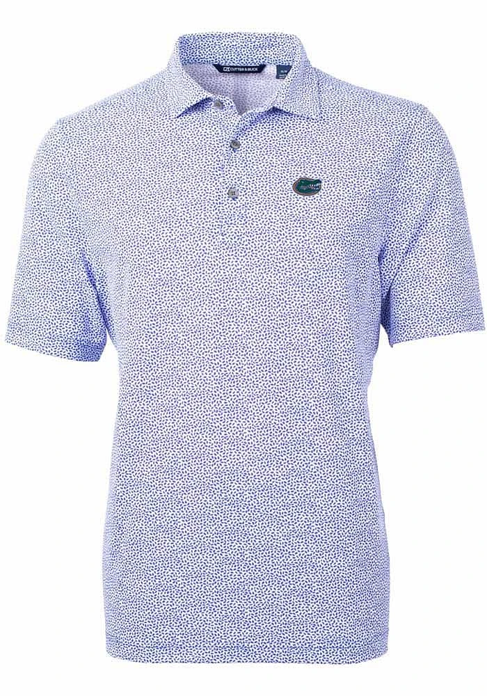 Cutter and Buck Florida Gators Mens Virtue Eco Pique Botanical Short Sleeve Polo