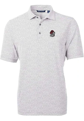 Cutter and Buck Georgia Bulldogs Mens Grey Virtue Eco Pique Botanical Short Sleeve Polo