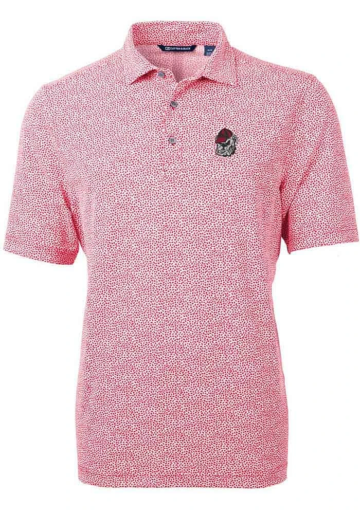 Cutter and Buck Georgia Bulldogs Mens Virtue Eco Pique Botanical Short Sleeve Polo
