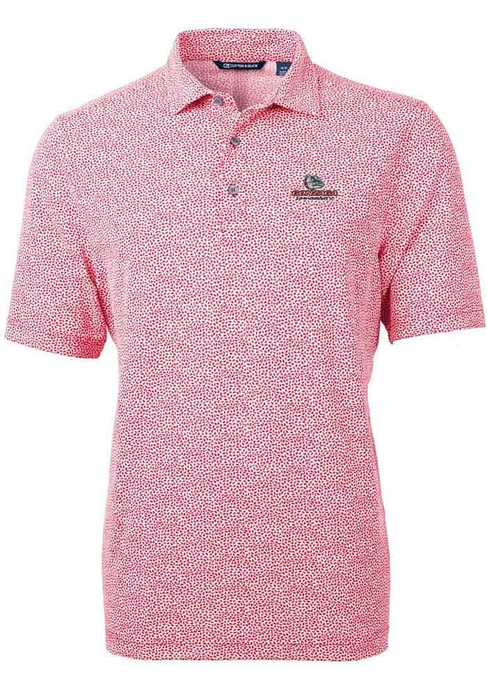 Cutter and Buck Gonzaga Bulldogs Mens Red Virtue Eco Pique Botanical Short Sleeve Polo