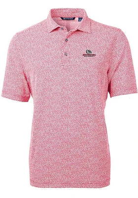 Cutter and Buck Gonzaga Bulldogs Mens Red Virtue Eco Pique Botanical Short Sleeve Polo