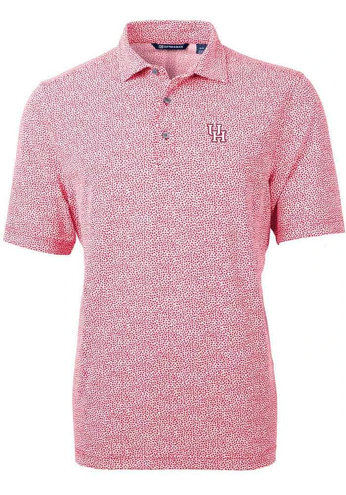 Cutter and Buck Houston Cougars Mens Virtue Eco Pique Botanical Short Sleeve Polo