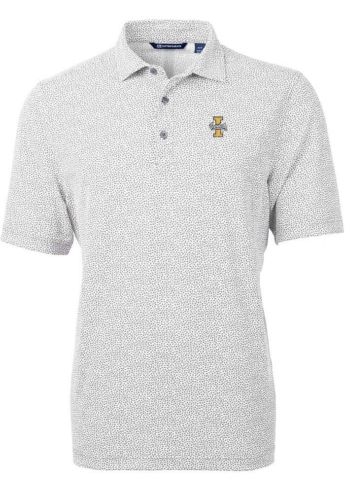 Cutter and Buck Idaho Vandals Mens Grey Virtue Eco Pique Botanical Short Sleeve Polo