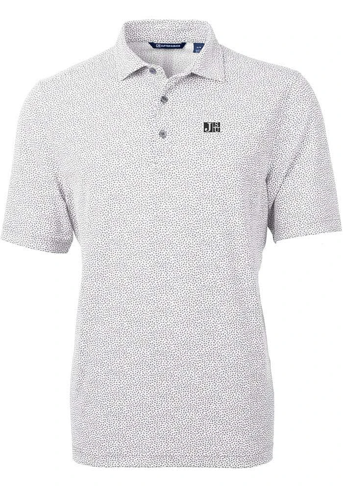 Cutter and Buck Jackson State Tigers Mens Grey Virtue Eco Pique Botanical Short Sleeve Polo