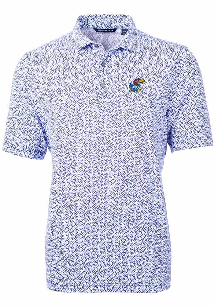 Cutter and Buck Kansas Jayhawks Mens Virtue Eco Pique Botanical Short Sleeve Polo
