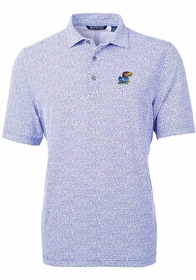 Cutter and Buck Kansas Jayhawks Mens Virtue Eco Pique Botanical Short Sleeve Polo