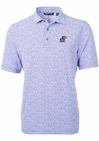 Cutter and Buck Kansas Jayhawks Mens Virtue Eco Pique Botanical Short Sleeve Polo