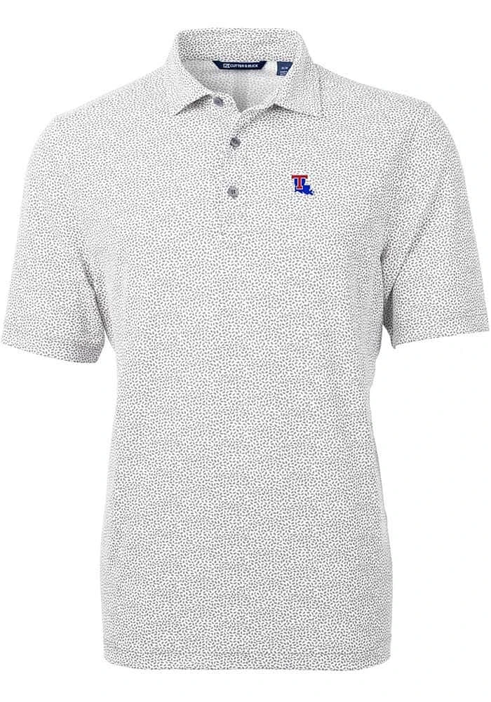 Cutter and Buck Louisiana Tech Bulldogs Mens Virtue Eco Pique Botanical Short Sleeve Polo