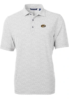 Cutter and Buck Missouri Tigers Mens Grey Virtue Eco Pique Botanical Short Sleeve Polo