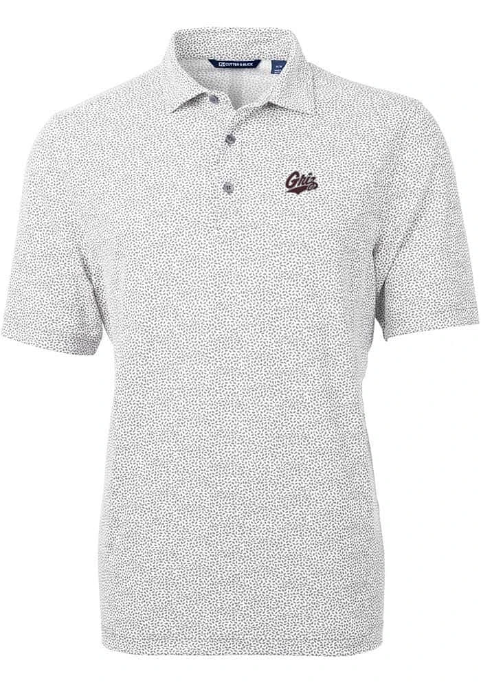 Cutter and Buck Montana Grizzlies Mens Grey Virtue Eco Pique Botanical Short Sleeve Polo