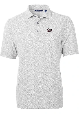Cutter and Buck Montana Grizzlies Mens Grey Virtue Eco Pique Botanical Short Sleeve Polo