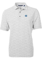 Cutter and Buck North Carolina Tar Heels Mens Grey Virtue Eco Pique Botanical Short Sleeve Polo
