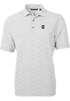 Cutter and Buck South Carolina Gamecocks Mens Grey Virtue Eco Pique Botanical Short Sleeve Polo
