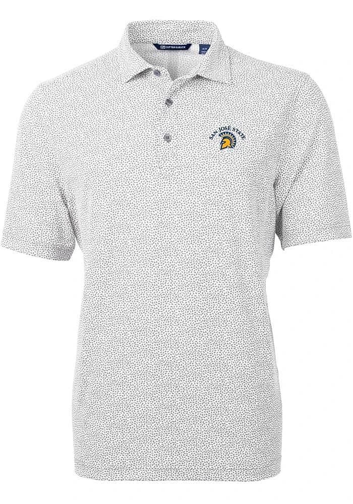 Cutter and Buck San Jose State Spartans Mens Virtue Eco Pique Botanical Short Sleeve Polo