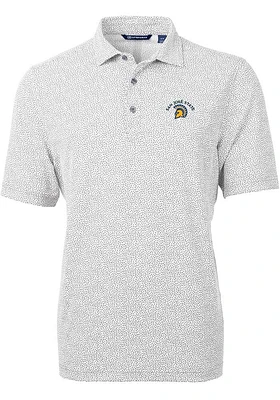 Cutter and Buck San Jose State Spartans Mens Virtue Eco Pique Botanical Short Sleeve Polo