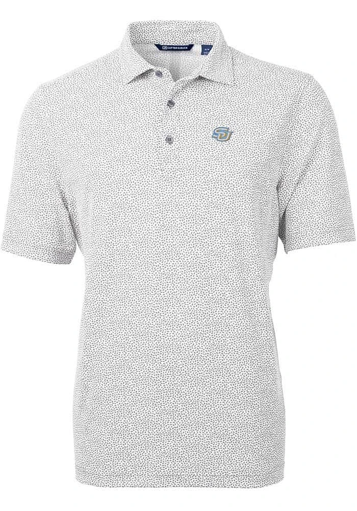 Cutter and Buck Southern University Jaguars Mens Grey Virtue Eco Pique Botanical Short Sleeve Polo