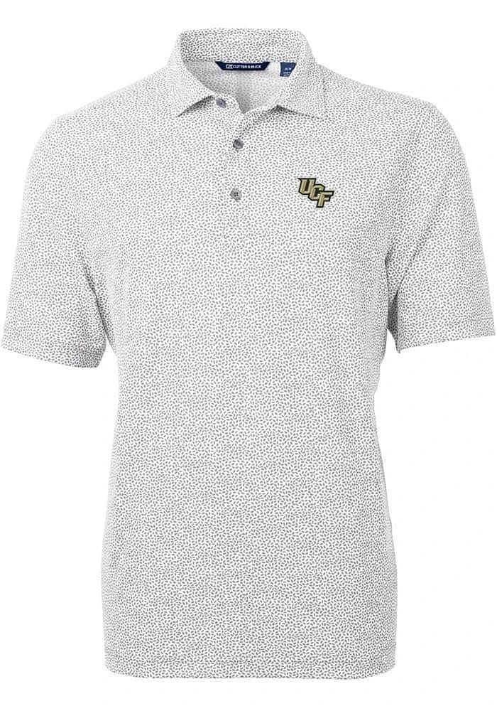 Cutter and Buck UCF Knights Mens Grey Virtue Eco Pique Botanical Short Sleeve Polo