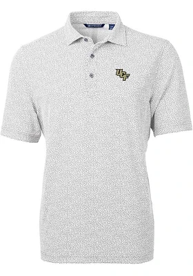 Cutter and Buck UCF Knights Mens Grey Virtue Eco Pique Botanical Short Sleeve Polo