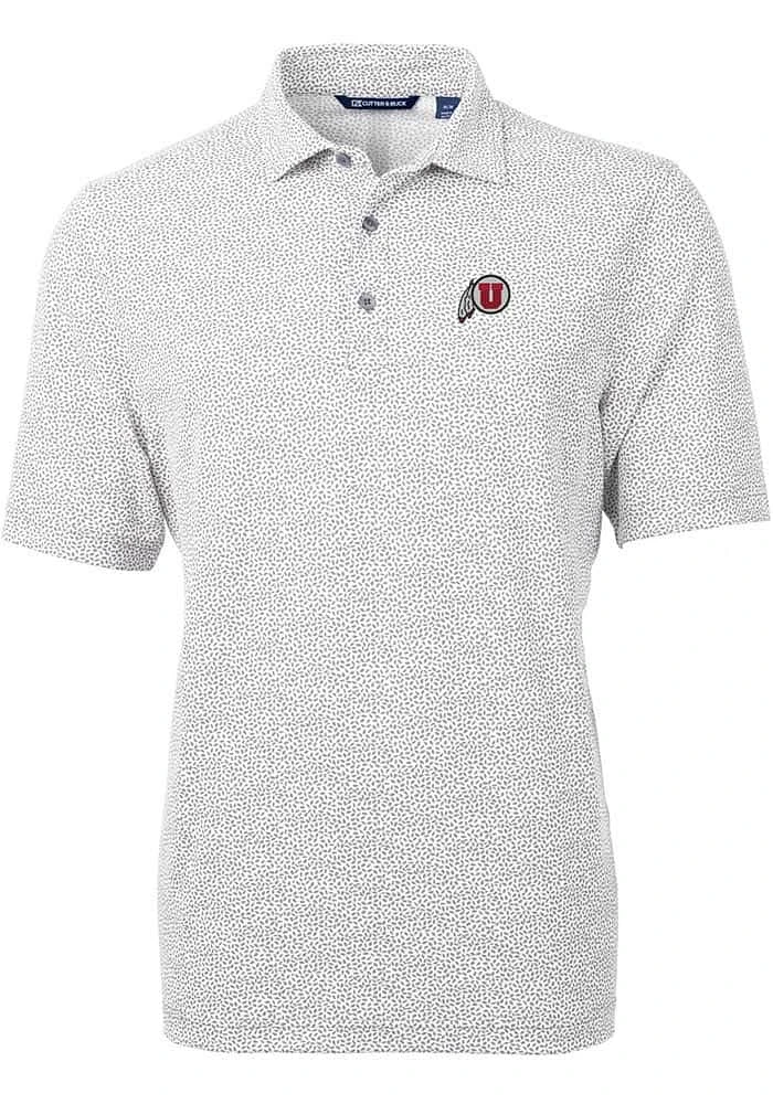 Cutter and Buck Utah Utes Mens Virtue Eco Pique Botanical Short Sleeve Polo