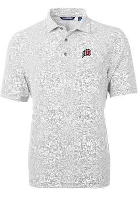 Cutter and Buck Utah Utes Mens Virtue Eco Pique Botanical Short Sleeve Polo
